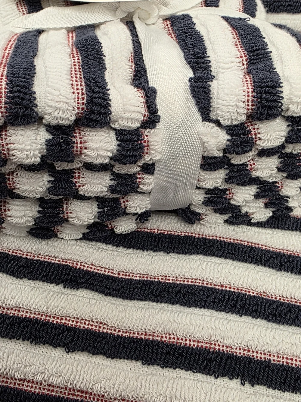 Rachel Zoe Navy, White & Red Striped Cotton Bath Towel